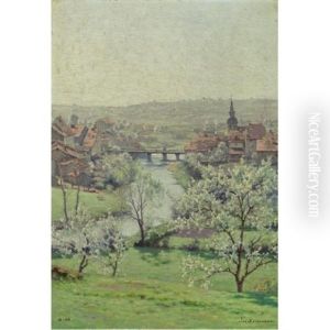 La Saone A Jonville In The Spring by Jean Ferdinand Monchablon