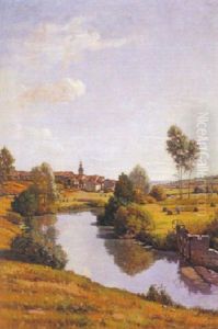 Bords De La Saone, Pres Lironcourt (vosges) by Jean Ferdinand Monchablon