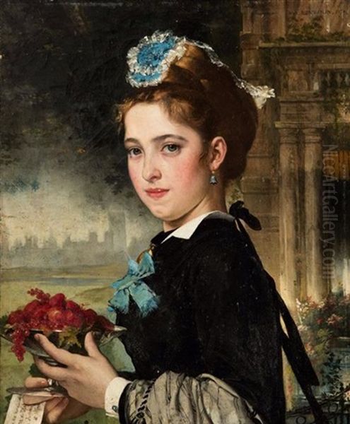 Young Woman With Fruits - view 1