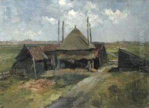 Haystack And Farm Sheds In A Field by Piet Mondrian