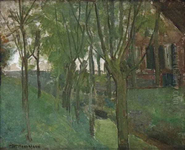 Farmhouse And Trees Near The River Gein - view 1