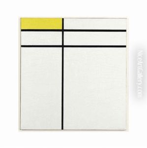 Composition A, With Double Line And Yellow by Piet Mondrian
