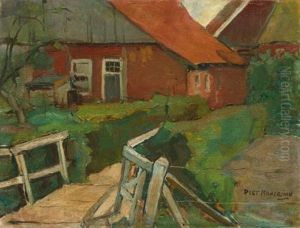 Farm Building With Bridge by Piet Mondrian