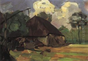 Farm Building With Well In Daylight