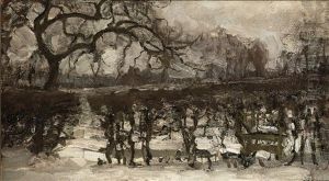 Landscape With Apple Tree At Left: Winter Landscape by Piet Mondrian
