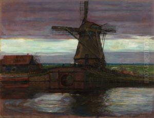 Stammer Mill With Streaked Sky by Piet Mondrian