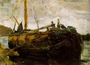 Gemeerde Tjalk Bij Avond by Piet Mondrian