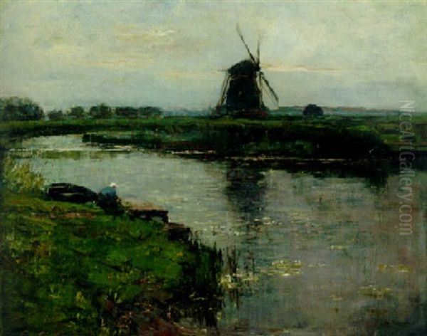 Oostzijde Mill With Woman At Dock Of Landzicht Farm - view 1