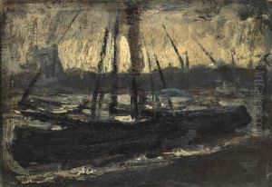 Boats In The Amstel by Piet Mondrian