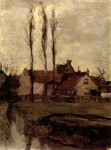 Houses With Poplars by Piet Mondrian