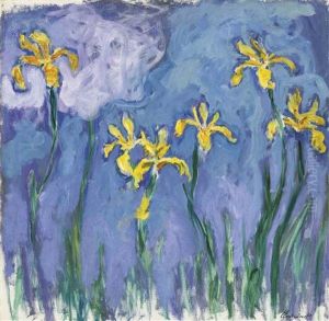 Iris Jaunes Au Nuage Rose by Claude Oscar Monet