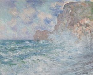 Etretat, Falaise Et Porte D'amont, Grosse Mer by Claude Oscar Monet