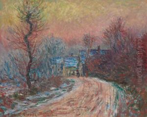 Entree De Giverny En Hiver, Soleil Couchant by Claude Oscar Monet