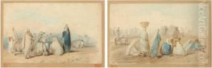 Chameliers En Egypte Marche Egyptien by Francois-Auguste Biard