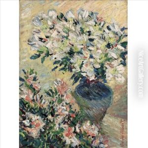 Azalees Blanches En Pot by Claude Oscar Monet