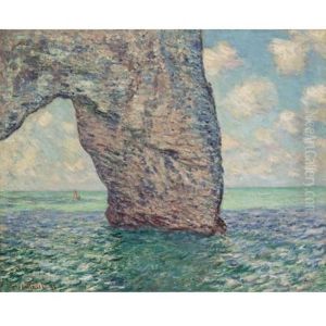 La Manneporte, Maree Haute by Claude Oscar Monet