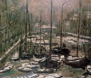 Le Geldersekade A Amsterdam, L'hiver by Claude Oscar Monet