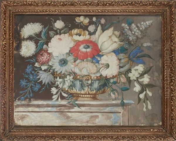 Corbeille De Fleurs Posee Sur Un Entablement - view 1