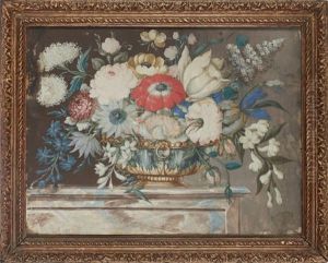 Corbeille De Fleurs Posee Sur Un Entablement by Octavianus Monfort