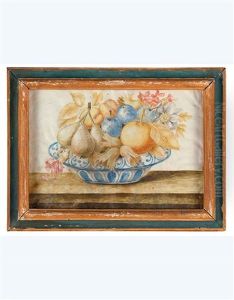Ciotola Con Susine, Nocciole, Arancio, Pesche E Fiori Ciotola Con Susine, Nocciole, Arancio, Pesche E Fiori