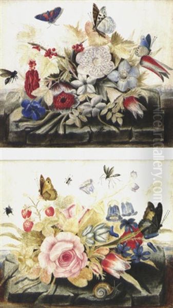 Natura Morta Con Fiori Ed Insetti (+ Natura Morta Con Fiori Ed Insetti; Pair) - view 1