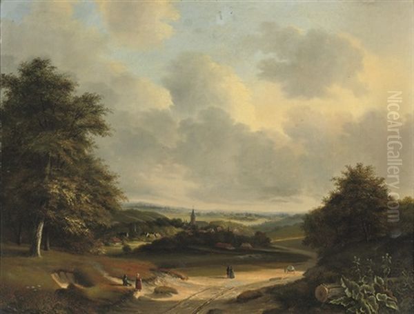 An Extensive Summerlandscape With A View Of A Small Village - view 1