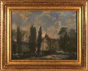 Berger Et Son Troupeau Devant Un Chateau