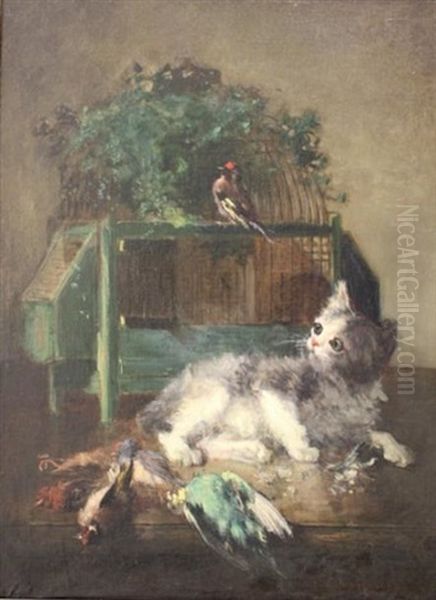 Chat Jouant Avec Des Oiseaux - view 1