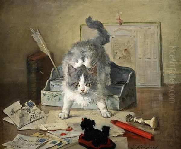 Chat Jouant Sur Le Bureau - view 1