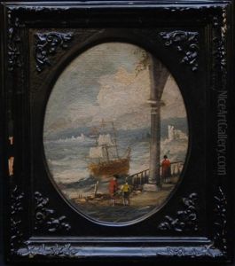 Tall Sailing Ship In Rough Waters by Louis de Moni
