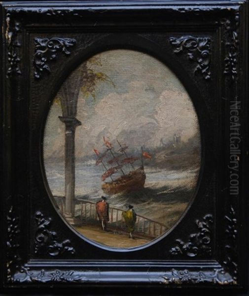 Tall Sailing Ship In Rough Waters - view 1