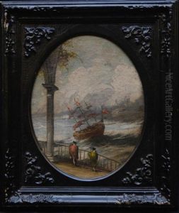 Tall Sailing Ship In Rough Waters by Louis de Moni