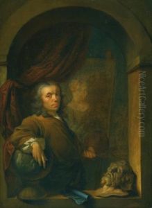 Self-portrait Of The Artist, Holding A Palette And A Brush, Standing In A Niche