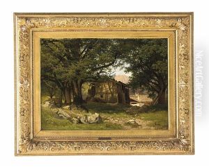 Bauernhauser Im Wald In Der Bayrischen Ramsau