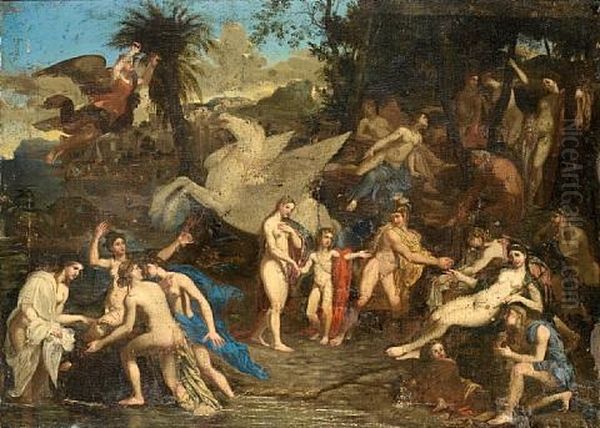 Pegasus Amongst The Muses On Mount Parnassus - view 1