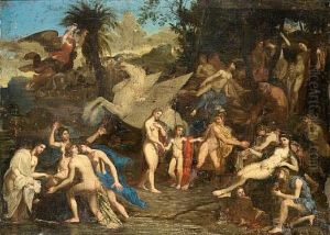 Pegasus Amongst The Muses On Mount Parnassus by Pierre Monier