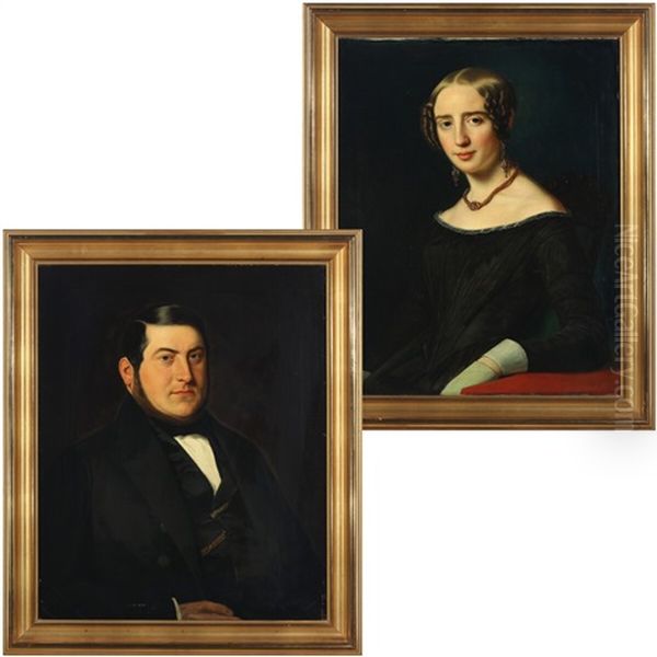 A Pair Of Portraits Of Shipbroker Carl Heinrich Hochbrandt (1811-1866) And His Wife Louise, Nee Burmeister - view 1