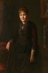 Portrait Of A Lady In Dark Dress With Jewelery by David Monies