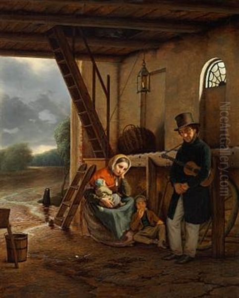 A Wandering Singer And His Family Seeking Shelter From The Rain - view 1