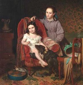 To Sostre Giver Hunden En Godbid (kunstnerens Dotre?) by David Monies