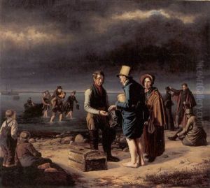 Passagerer Baeres I Land Fra Et Dampskib, Som Er Kommet Pa Grund by David Monies