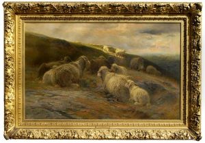 Sheep On Hillside by John Austin Sands Monks