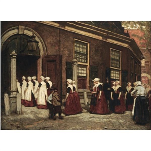 Amsterdam Orphan Girls Entering The Orphanage Het Burgerweeshuis - view 1