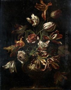 Bouquet De Fleur Dans Un Vase Sculpte by Antoine (Baptiste M.) Monnoyer