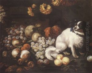 Nature Morte De Raisins, Peches Et Chien Nature Morte De Raisins, Peches Et Chien