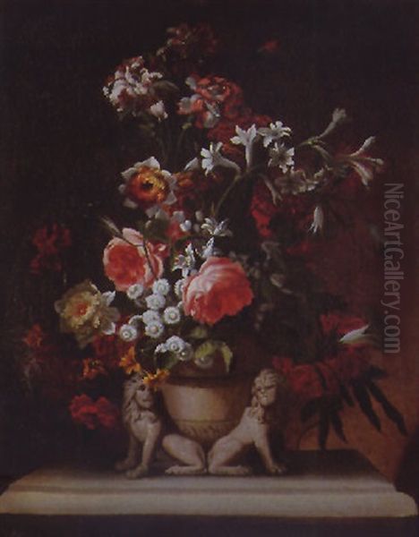 Bouquets De Fleurs Dans Un Vase De Bronze - view 1