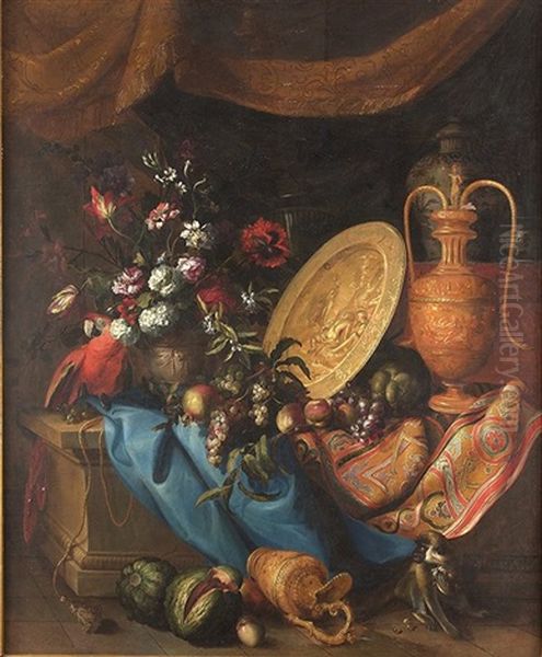 Bodegon De Flores,frutos, Animales Y Objetos - view 1