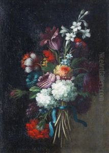A Bouquet Of Roses, Tulips, Hydrangeas And Other Flowers by Jean-Baptiste Monnoyer