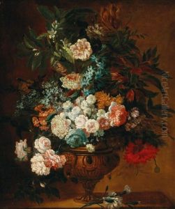 A Still Life Of Summer Flowers In A Bronze Urn A Still Life Of Summer Flowers In A Bronze Urn