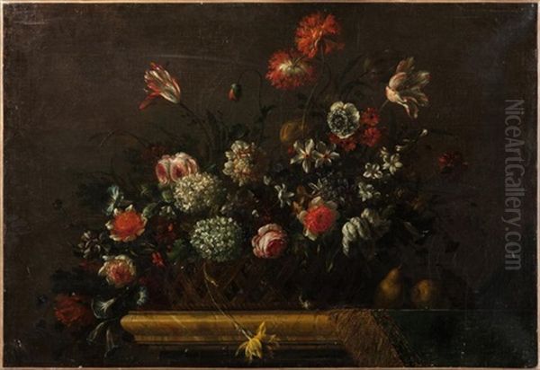 Corbeille De Fleurs Sur Un Entablement - view 1